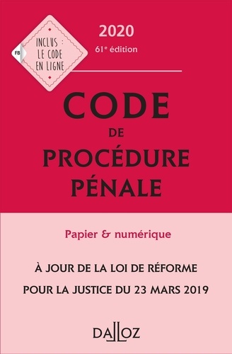 Code de procédure pénale 2020, annoté - 61e éd.