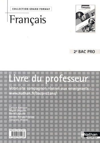 Corinne Abensour - Français 2e Bac pro - Livre du professeur, programme 2009.