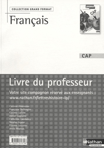 Corinne Absensour - Français CAP - Livre du professeur.