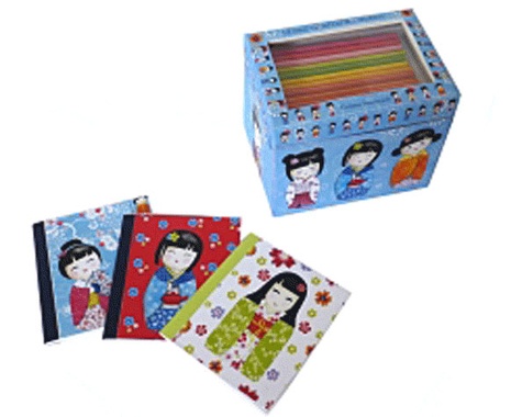 Corinne Demuynck - Les petits papiers japonais Kokeshis - 12 mini-carnets + 6 planches de stickers.