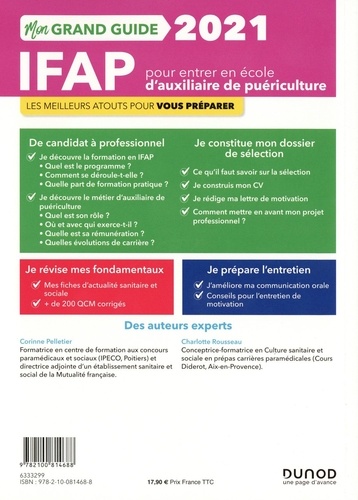 Mon Grand Guide IFAP pour entrer en école d'auxiliaire de puériculture. Nouvelle procédure, constitution du dossier, entretien de motivation  Edition 2021