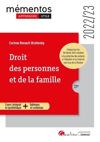 Droit des personnes et de la famille  Edition 2022-2023