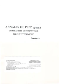 Annales de PLP2 option B comptabilité et bureautique