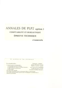 Annales de PLP2 option B comptabilité et bureautique