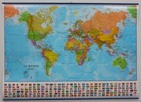 Craenen - Le monde politique 1/40 000 000 - Carte plastifiée, avec listeaux métalliques.