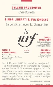 La Nouvelle Revue Française N° 620, septembre 2016
