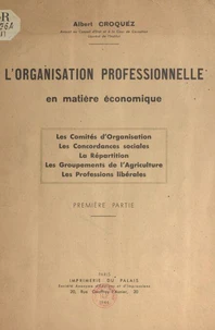 L'organisation professionnelle en matière économique