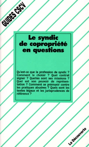  CSCV (Consommation Logement Ca - Le Syndic De Copropriete En Questions.