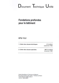 DTU 13.2 Fondations profondes pour le bâtiment