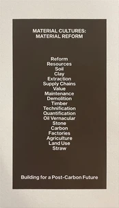 Material cultures material reform