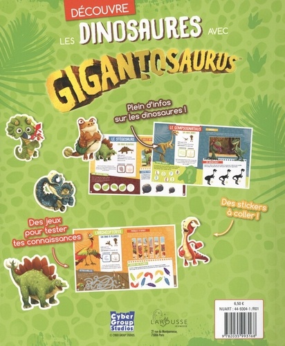 Découvre les dinosaures avec Gigantosaurus. Des fiches découverte, des jeux, des stickers