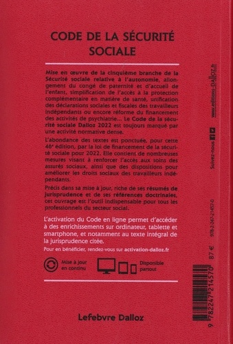 Code de la sécurité sociale annoté  Edition 2022