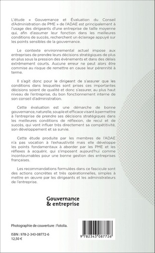 Le conseil d'administration des PME. Gouvernance et évaluation