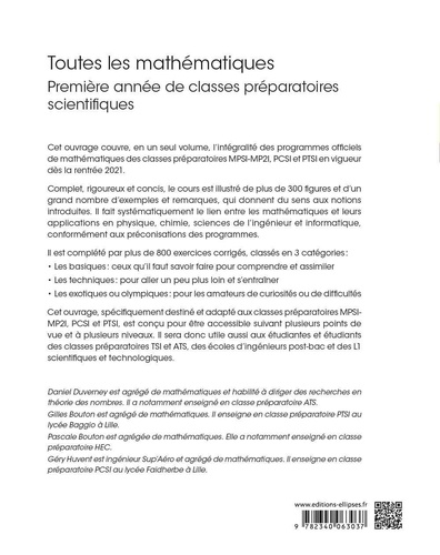 Toutes les mathématiques. Première année de classes préparatoires scientifiques MPSI, MP2I, PCSI, PTSI, TSI 3e édition