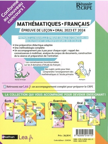 Mathématiques Français. Epreuve de leçon  Edition 2023-2024