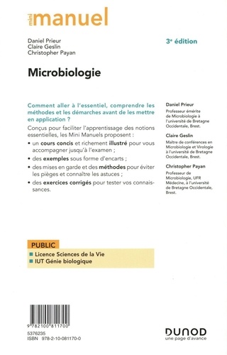 Mini manuel Microbiologie. Cours + QCM/QROC 3e édition