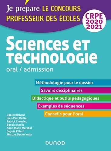 Sciences et technologie oral / admission. Professeur des écoles CRPE  Edition 2020-2021