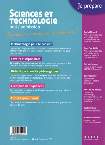 Sciences et technologie oral / admission. Professeur des écoles CRPE  Edition 2020-2021 - Occasion