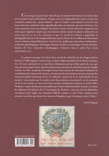 Florilège d'actes notariés d'Ancien Régime dans la région toulousaine (1539-1789)