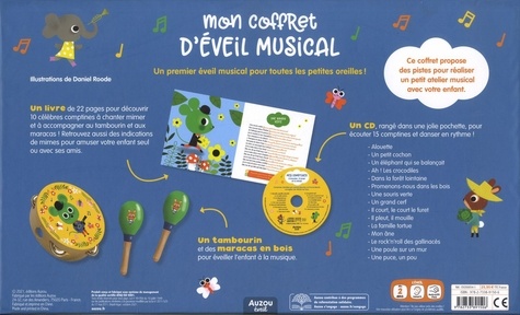 Coffret 10 comptines à écouter, à jouer et à mimer. Avec 1 CD audio, 1 tambourin et des maracas