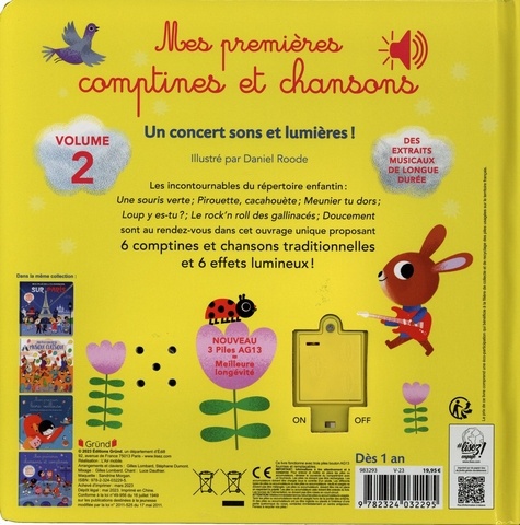 Mes premières comptines et chansons. Volume 2, avec des lumières qui clignotent au rythme de la musique