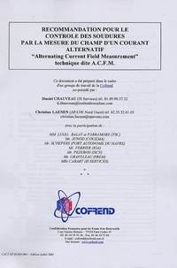 Recommandation pour le contrôle des soudures par la mesure du champs dun courant alternatif Alternating Current Field Measurement.pdf