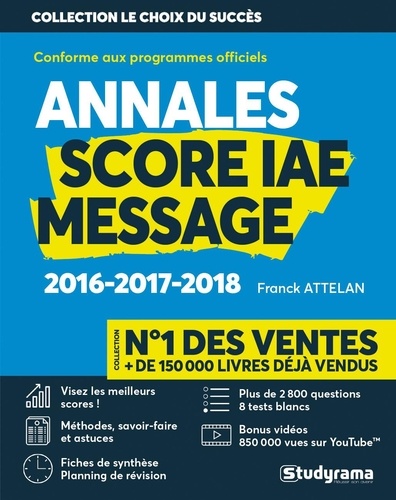 Score IAE Message. 3 ans d'annales corrigées