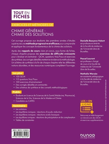 Chimie générale : chimie des solutions. Licence, santé, CAPES 3e édition