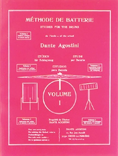 Dante Agostini - Méthode de batterie - Volume 1, Application du solfège à la batterie et partitions.