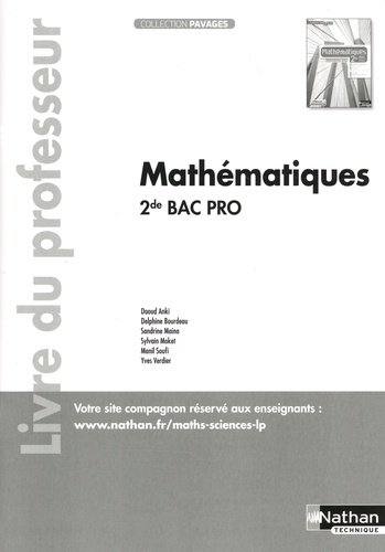 Daoud Anki et Delphine Bourdeau - Mathématiques 2de Bac Pro Pavages - Livre du professeur.