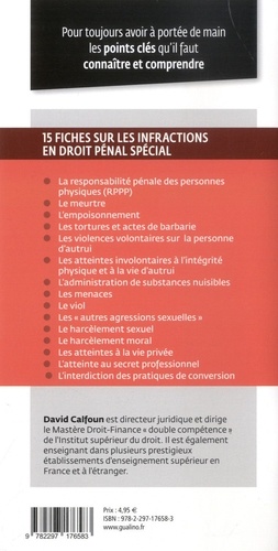 Les infractions en droit pénal spécial. 14 infractions commises par les personnes physiques 2e édition