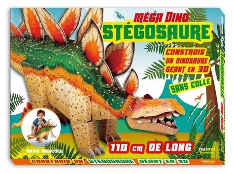 David Hawcock - Méga Dino Stégosaure - Construis un dinosaure géant en 3D sans colle, 110 cm de long.