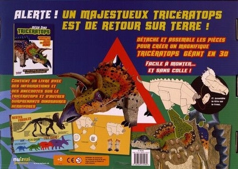 Méga dino Tricératops. Construis un dinosaure géant en 3D sans colle, 110 cm de long