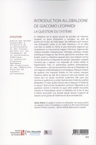 Introduction au Zibaldone de Giacomo Leopardi. La question du système