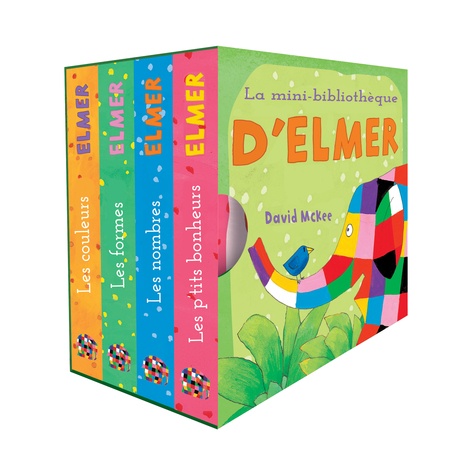 David McKee - La mini-bibliothèque d'Elmer - Coffret en 4 volumes : Les couleurs ; Les formes ; Les nombres ; Le p'tits bonheurs.
