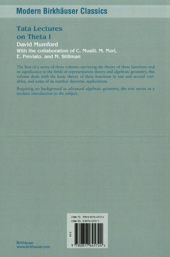 Tata Lectures on Theta. Volume 1