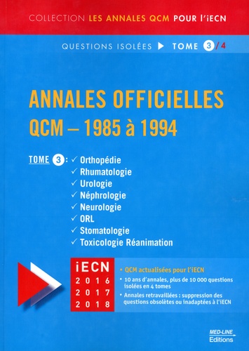 Annales officielles QCM 1985 à 1994. Tome 3 - Occasion