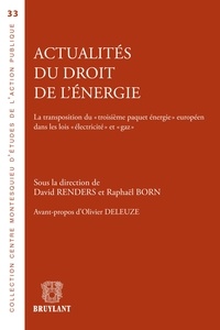 David Renders et Raphaël Born - Actualités du droit de l'énergie - La transposition du "troisième paquet énergétique" européen dans les lois "électricité" et "gaz".