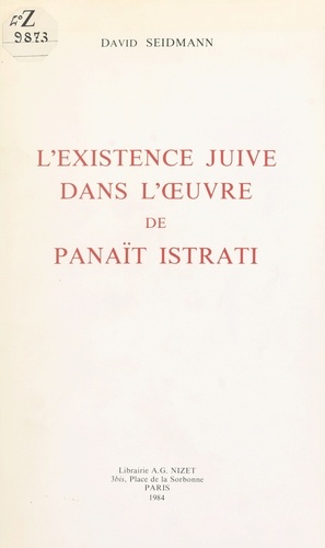 L'Existence juive dans l'œuvre de Panaït Istrati