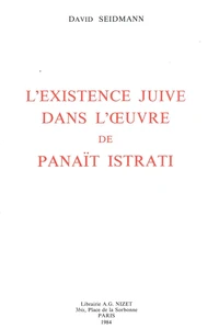 L'Existence juive dans l'œuvre de Panaït Istrati
