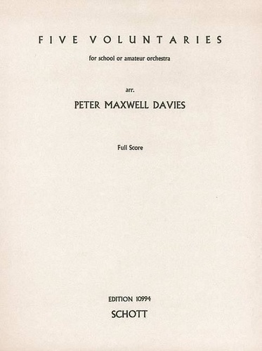 Davies sir peter Maxwell - 5 Voluntaries - school orchestra. Partition..