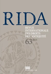 Revue internationale des droits de l'Antiquité N° 63/2016