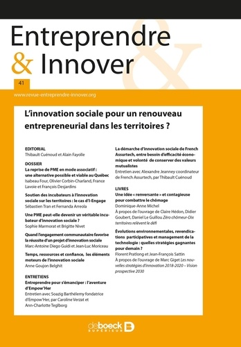 Entreprendre & Innover N° 41, 2019/2 L'innovation sociale pour un renouveau entrepreneurial dans les