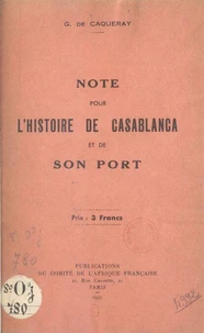 Note pour l'histoire de Casablanca et de son port