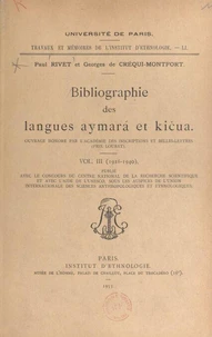 Bibliographie des langues aymará et kičua (3). 1916-1940