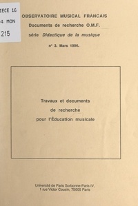 Delphine Beaubat-Perignon et Sévérine Dumas - Travaux et documents de recherche pour l'éducation musicale.