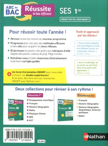 SES 1re. Avec 1 livret orientation ONISEP  Edition 2019