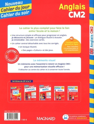 Cahier du jour/Cahier du soir Anglais CM2 + mémento  Edition 2019