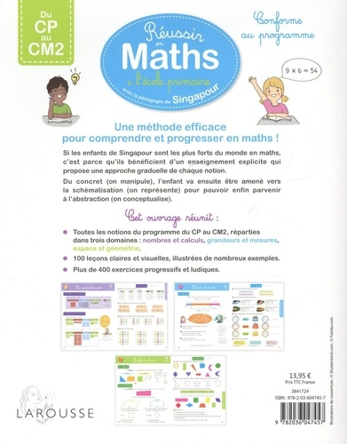 Réussir en maths à l'école primaire avec la méthode de Singapour. Du CP au CM2