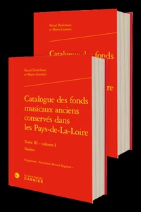 Catalogue des fonds musicaux anciens conservés dans les Pays-de-la-Loire